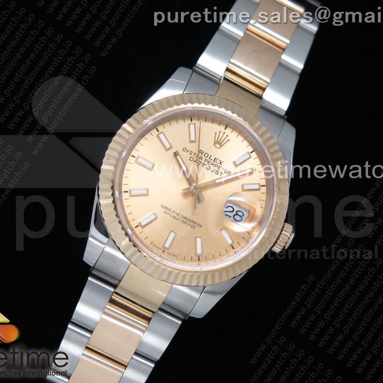 GM공장 롤렉스 데이저스트 36 옐로우골드콤비 포금 샴페인다이얼 브레이슬릿 DateJust 36 SS/YG Wrapped 116233 YG Dial Stick Markers on SS/YG Wrapped Oyster Bracelet A2836