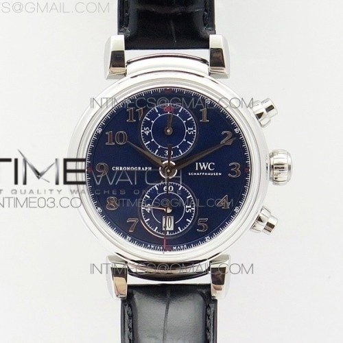 ZF공장 IWC 다 빈치 스포츠재단에디션 DA VINCI IW393402 SS BLUE DIAL SS A2892 ON BLACK LEATHER STRAP