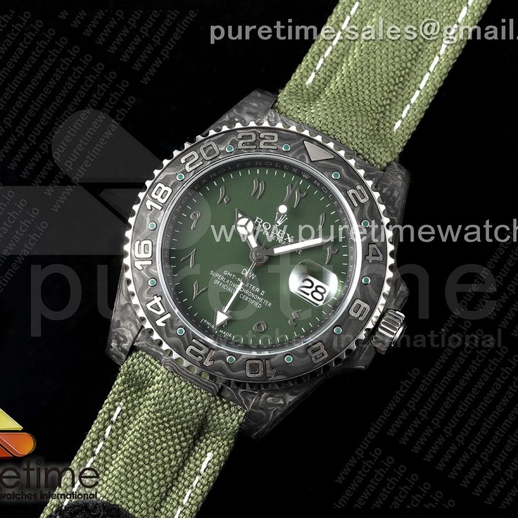 DIW공장 롤렉스 GMT마스터 커스텀 카본케이스 그린아라빅다이얼 나일론스트랩 GMT Carbon DIWF Best Edition Green Arabic Dial on Green Nylon Strap SA3186 CHS