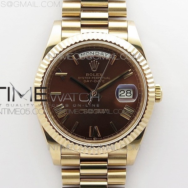 BP공장 롤렉스 데이데이트 40미리 로골 브라운다이얼 2836 Day-Date 40mm 228239 BP New Dial Version 904 RG Brown Roman Markers Dial on RG President Bracelet A2836