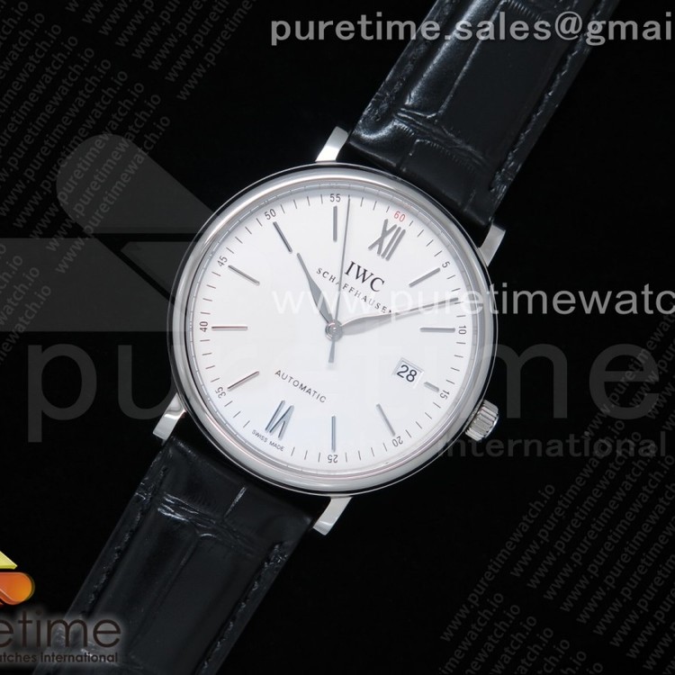 V7공장 포르토피노 화이트다이얼 악어스트랩 Portofino Automatic SS IW356501 White Dial SS Markers on Black Croco Strap ETA2892