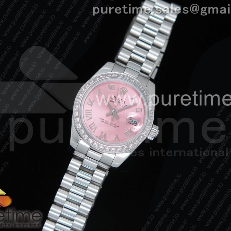 WF공장 롤렉스 데이저스트26 레이디즈 스틸 핑크다이얼 다이아몬드베젤 프레지던트브레이슬릿 Datejust 28 Ladies SS Pink Dial Diamonds Bezel on SS President Bracelet