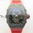 RM공장 리차드밀 RM027-03 NTPT 카본케이스 스켈레톤다이얼 레드러버스트랩 RM027-03 NTPT Real Tourbillon RMF Best Edition Skeleton Dial on Red Rubber Strap