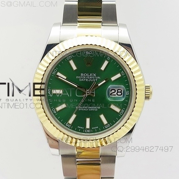 BP공장 V2 롤렉스 데이저스트2 콤비 그린다이얼 바인덱스 Rolex DateJust2 SS&YG Green Dial Bar Index 신형브레스렛