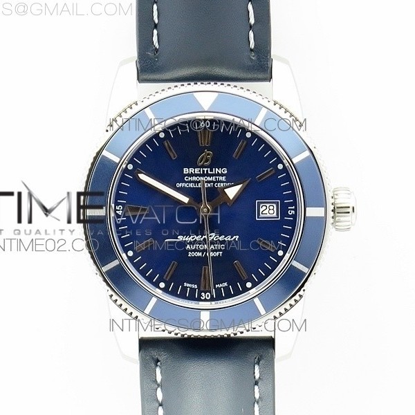 브라이틀링 슈퍼오션 스틸 블루베젤 블루다이얼 가죽스트랩 SUPEROCEAN 42MM A17321 SS BLUE DIAL BLUE BEZEL ON BLUE LEATHER STRAP ETA2824