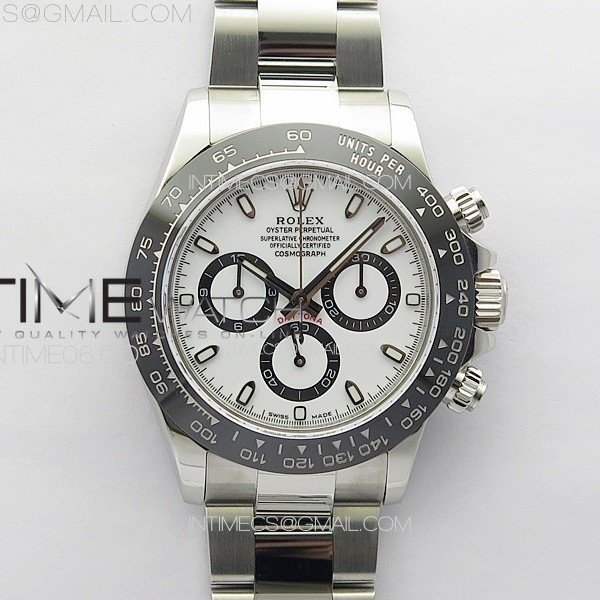 Noob공장 롤렉스 세라믹 데이토나 화이트다이얼 브레이슬릿 눕 Daytona 116500LN Noob 904L 1:1 Best Edition White Dial on 904L SS Bracelet SA4130