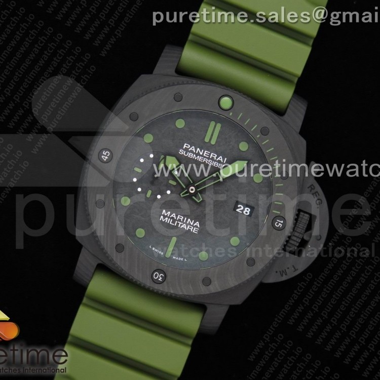 VS공장 파네라이 PAM961 카보테크 카본다이얼 러버스트랩 PAM961 Carbotech Carbon Dial on Green Rubber Strap P.9010 Clone