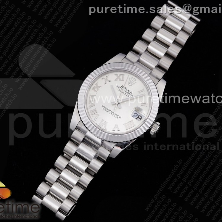 GM공장 롤렉스 데이저스트 31 실버다이얼 브레이슬릿 DateJust 31 Ladies 278289 GMF 316L Steel Silver Dial Roman Markers on President Syle Bracelet