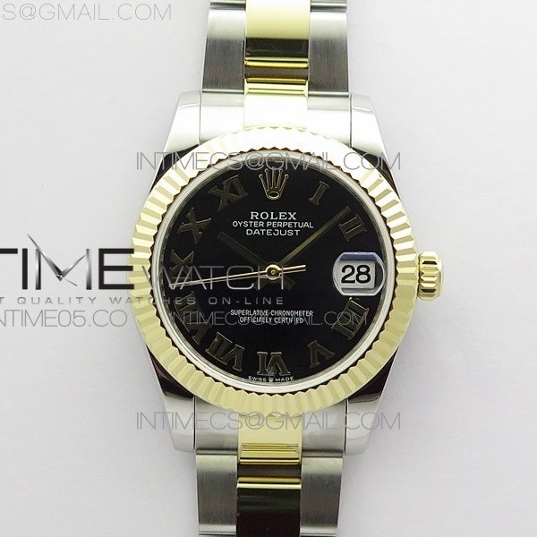 BP 롤렉스 데이저스트 31 옐로우골드콤비 블랙다이얼 2813 Datejust 31mm 278273 SS/YG BP Best Edition Black Roman Markers Dial on SS/YG Oyster Bracelet