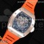 KV공장 RM035-02 로골 스켈레톤다이얼 러버스트랩 RG Skeleton Dial Black on Orange Rubber Strap MIYOTA8215