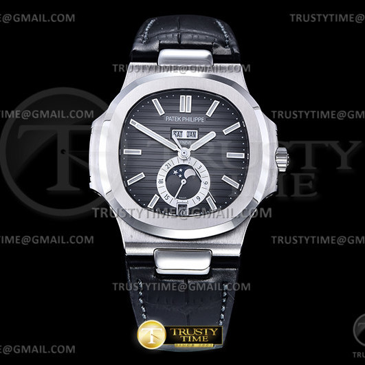 GR공장 V3 파텍필립 노틸러스 애뉴얼 캘린더 스틸 그레이다이얼 가죽스트랩 Patekphilippe Nautilus Annual Calendar 5726 SS Gray Dial Leather Strap