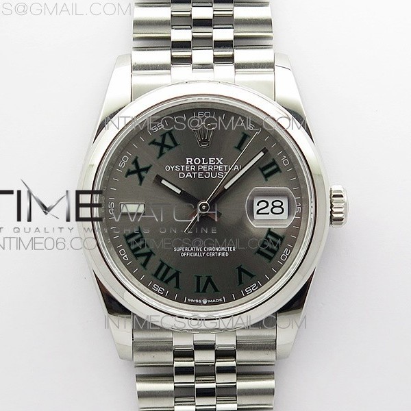 BP공장 롤렉스 데이저스트 36 스틸 슬레이트로만다이얼 돔베젤 쥬빌레브레이슬릿 DateJust 36 SS 126200 BP 1:1 Best Edition Gray Dial on Jubilee Bracelet