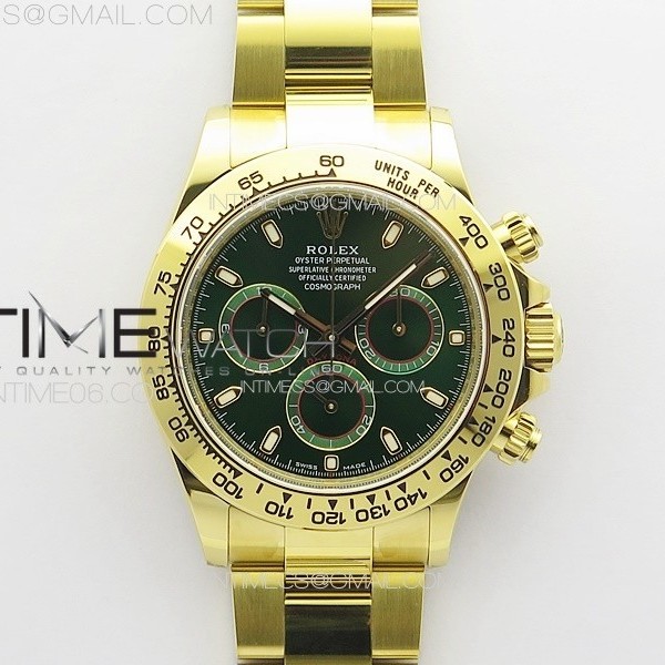 BT공장 롤렉스 데이토나 옐로우골드금통 그린다이얼 브레이슬릿 Daytona 116508 YG BTF 1:1 Best Edition 904L SS Case and Bracelet Green Sticks Dial SA4130