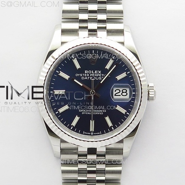 VS공장 롤렉스 데이저스트 36 블루다이얼 플루티드베젤 쥬빌레브레이슬릿 DateJust 36 SS 126234 VSF 1:1 Best Edition 904L Steel Blue Dial on Jubilee Bracelet VS3235