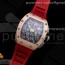 KV공장 V3 RM011 로골 크리스탈다이얼 러버 RM011 RG Chrono KVF 1:1 Best Edition Crystal Dial Black on Red Rubber Strap A7750 V3