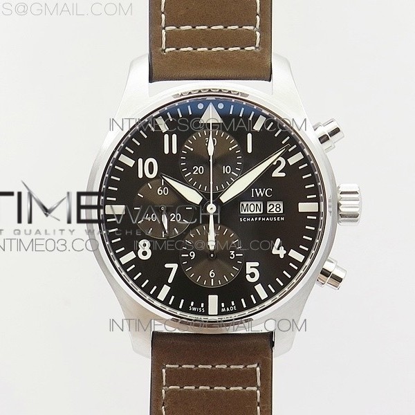 ZF공장 IWC 파일럿 크로노그래프 377713 생택쥐페리에디션 가죽스트랩 PILOT CHRONO IW377713 BROWN DIAL ON BROWN LEATHER STRAP A7750