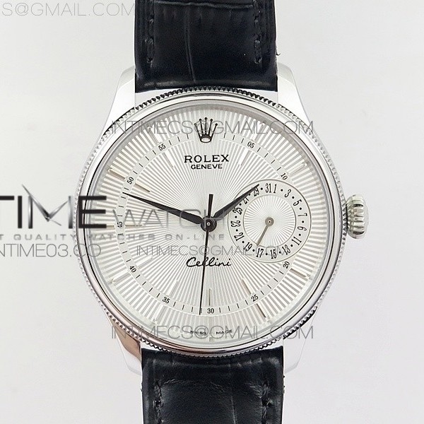 MK공장 롤렉스 셀리니 50519 리얼데이트 스틸 실버다이얼 가죽스트랩 CELLINI 50519 REAL DATE SS SILVER DIAL STICKS MARKERS ON BLACK LEATHER STRAP A3165