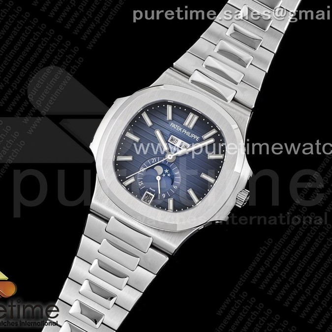 GR공장 V3 노틸러스 애뉴얼캘린더 블루다이얼 Nautilus 5726 Complicated SS GRF 1:1 Best Edition Blue Textured Dial on SS Bracelet A324 V3