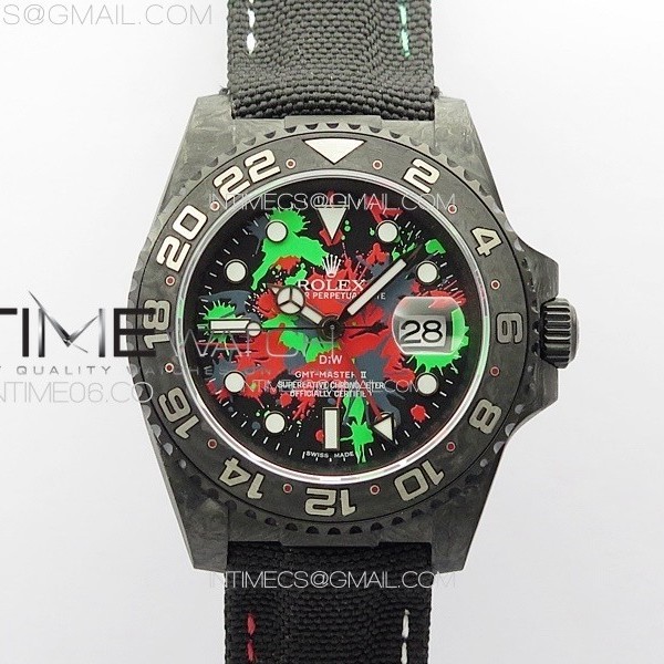 DIW공장 롤렉스 GMT마스터 컬러풀다이얼 블랙나일론스트랩 GMT Carbon DIWF Best Edition Color Dial on Black Nylon Strap SA3186 CHS