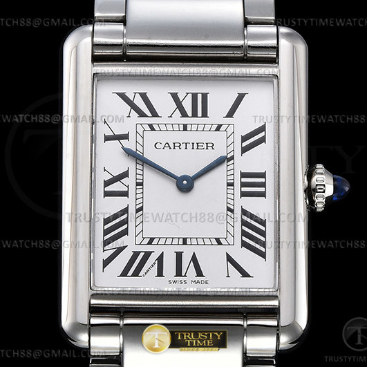 K11공장 까르띠에 탱크 머스트 라지 스틸 화이트다이얼 브레이슬릿 CAR0548A - Cartier Tank Must Large SS/SS Wht K11 Sw Qtz