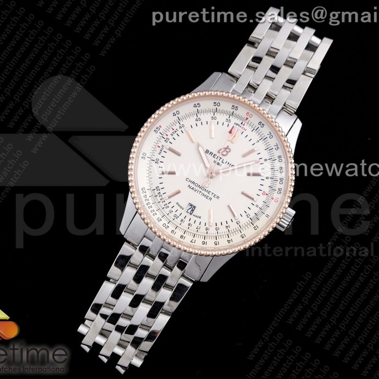 XB공장 브라이틀링 내비타이머 화이트다이얼 브레이슬릿 Navitimer 1 SS 41mm RG Bezel White Dial on SS Bracelet A2824