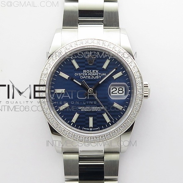 BP공장 롤렉스 데이저스트 36 스틸 블루플루티드다이얼 다이아몬드베젤 오이스터브레이슬릿 DateJust 36 SS 126234 BP 1:1 Best Edition New Blue Dial on Oyster Bracelet