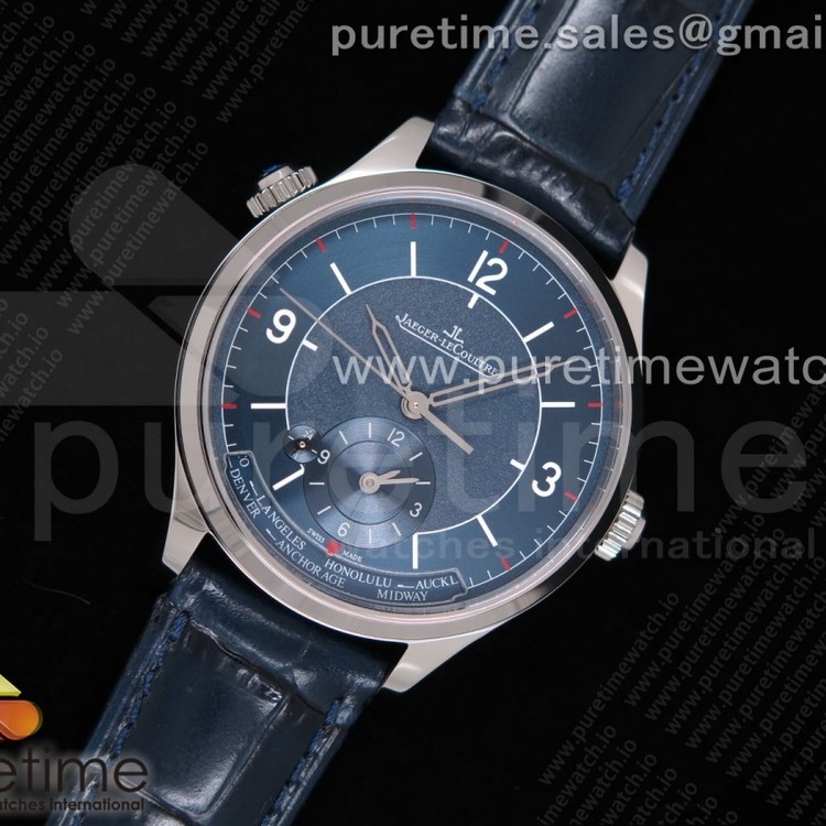 TWA공장 예거 마스터 지오그래픽 블루다이얼 가죽스트랩 Master Geographic SS 1428530 Blue Dial on Blue Leather Strap A939