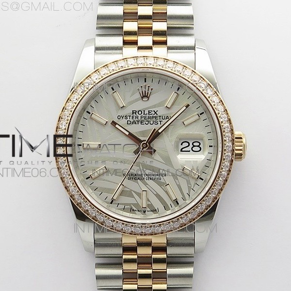 BP공장 롤렉스 데이저스트 36 로즈골드콤비 다이아몬드베젤 실버팜다이얼 쥬빌레브레이슬릿 DateJust 36 SS/RG 126281 BP 1:1 Best Edition Silver/Gray Dial on Jubilee Bracelet