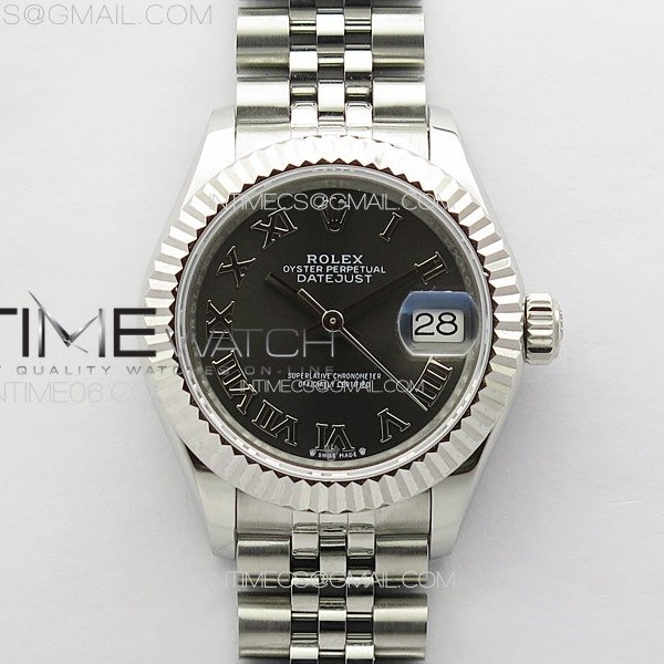 APS공장 롤렉스 레이디 데이저스트 28 스틸 그레이로만다이얼 플루티드베젤 쥬빌레브레이슬릿 Datejust 28mm 279179 SS APSF Best Edition Gray Dial Roman Markers on SS Jubilee Bracelet NH05