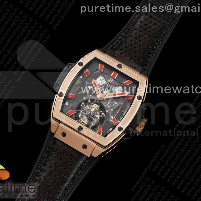 V9공장 스피릿트 로골 뚜르비용 스켈레톤다이얼 거미스트랩 Spirit of Big Bang Tourbillion RG V9F Best Edition Skeleton Red Dial on Black Gummy Strap