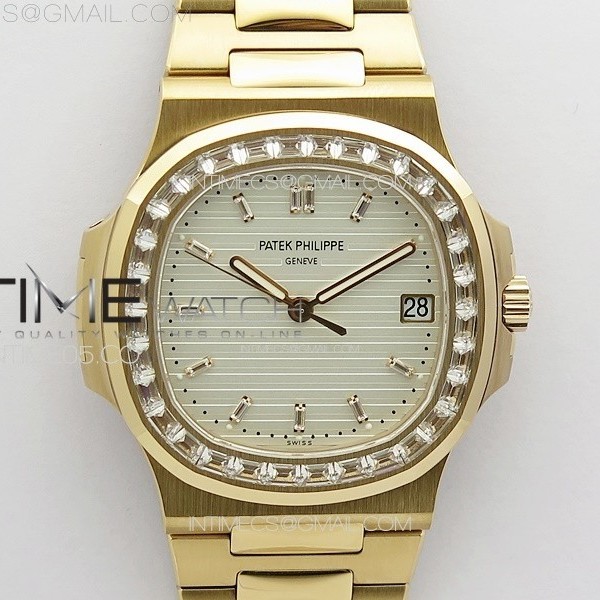 PP공장 V4 노틸러스 로골 화이트다이얼 Nautilus 5711/1R T Crystal Bezel PPF V4 1:1 Best Edition White Textured Dial on RG Bracelet 324CS (Free box)