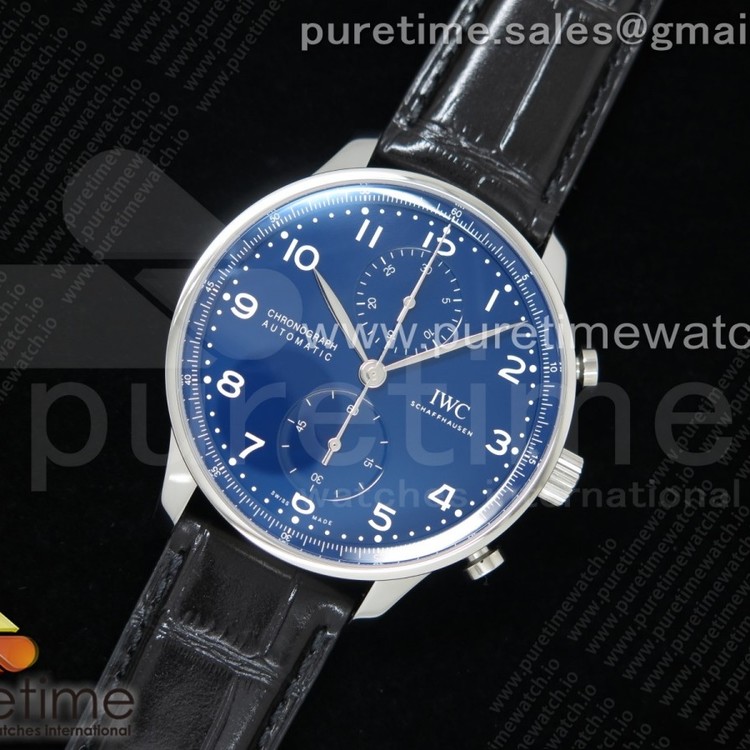 ZF공장 IWC 포르투기저 크로노그래프 150주년 블루다이얼 가죽스트랩 Portugieser Chronograph Edition “150 Years” IW371601 Blue Dial on Black Leather Strap A7750 (Slim Movement)