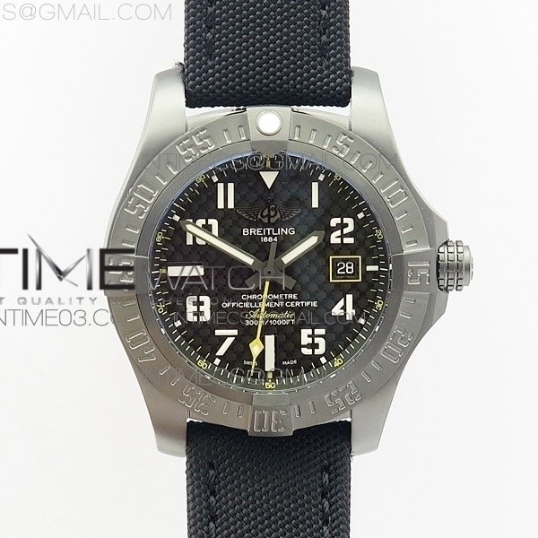 GF공장 브라이틀링 어벤져 블랙버드 V17310 DLC블랙 나일론스트랩 AVENGER BLACKBIRD V17310 DLC BLACK TEXTURED DIAL ON NYLON STRAP A2824