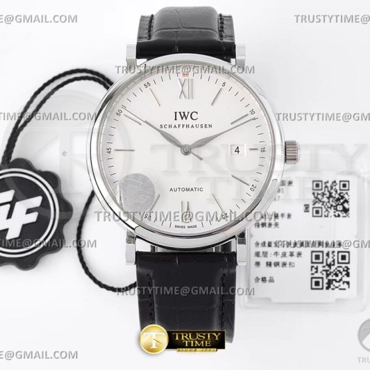 ZF공장 IWC 포르토피노 오토메틱 40 스틸 화이트다이얼 실버핸즈 가죽스트랩 Portofino Automatic 40mm SS/LE Wht/SS Stk ZF A9019