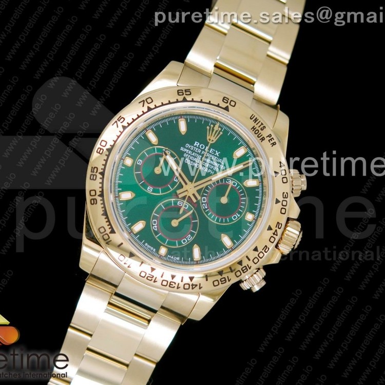 AR공장 롤렉스 데이토나 옐로우골드금장 그린선레이다이얼 브레이슬릿 Daytona 116508 YG Plated 904L SS Case and Bracelet Green Dial A4130 Super Clone