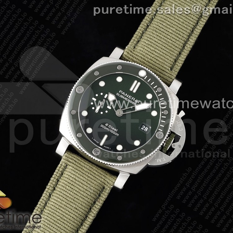 SB공장 파네라이 섭머저블 PAM1287 그린다이얼 그린나일론스트랩 PAM1287 Y SBF 1:1 Best Edition Green Dial on Green Nylon Strap P900 VS공장