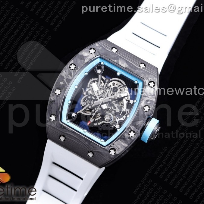 KV공장 RM055 V3 스켈레톤다이얼 러버 RM055 NTPT KVF Best Edition Skeleton Dial Blue on White Rubber Strap MIYOTA8215 V3