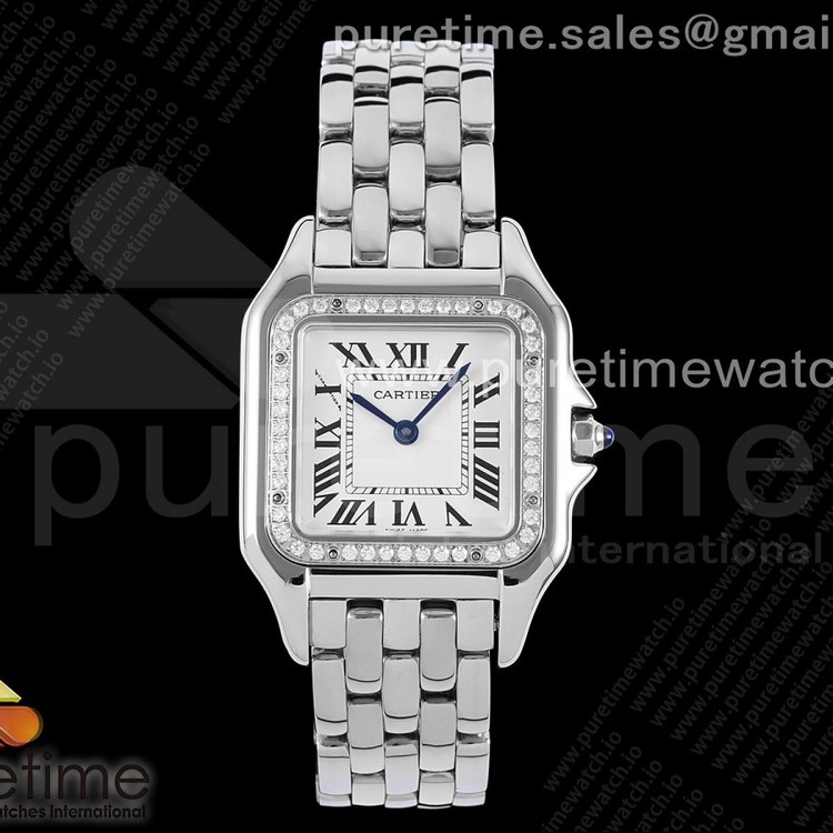 BV공장 까르띠에 팬더 27 스틸 다이아몬드베젤 화이트다이얼 브레이슬릿 Panthère 27mm BVF 1:1 Best Edition SS White Dial Diamonds Bezel on SS Bracelet Ronda Quartz