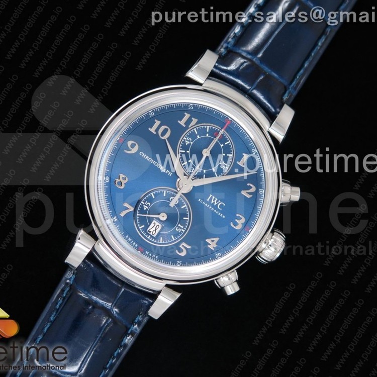 YL공장 IWC 다 빈치 크로노그래프 스틸 블루다이얼 가죽스트랩 IWC Da Vinci Chrono IW3934 SS Blue Dial on Blue Leather Strap A7750