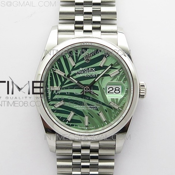 BP공장 롤렉스 데이저스트 36 스틸 그린팜다이얼 돔베젤 쥬빌레브레이슬릿 DateJust 36 SS 126200 BP 1:1 Best Edition New Green Dial on Jubilee Bracelet