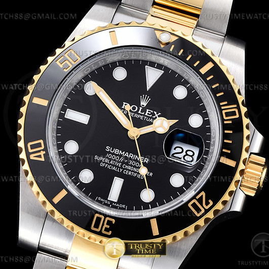 V6공장 롤렉스 서브마리너 40 흑콤 블랙다이얼 옐로우골드콤비 브레이슬릿Submariner 116613LN 904 YG/SS Black V6F V2 VS3135