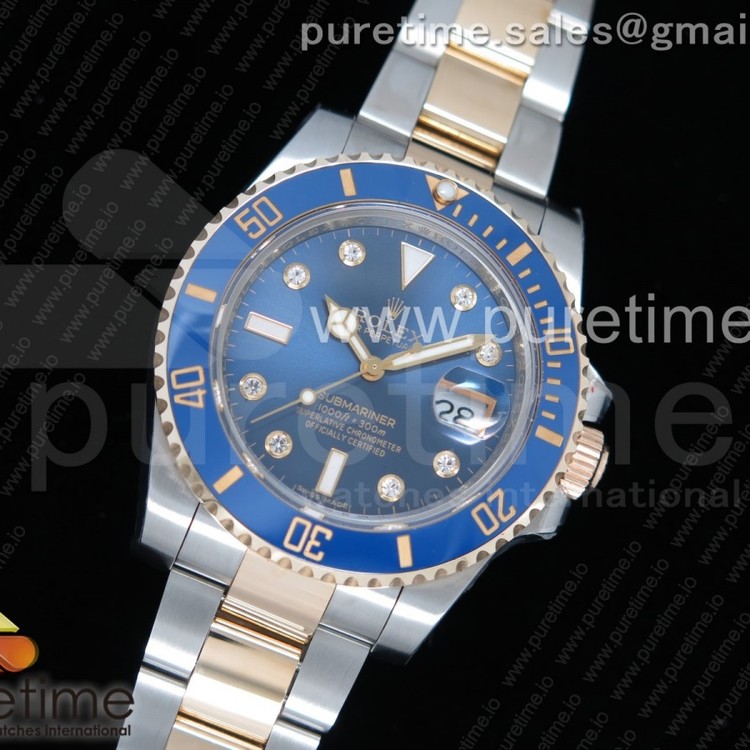 GM공장 롤렉스 서브마리너 포금 콤비 8포인트 블루다이얼 904 Submariner 116613 LB Wrapped Gold Blue Dial Diamonds Markers on SS/YG Bracelet SA3135