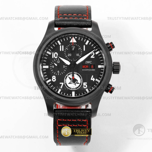 TW공장 IWC 파일럿 크로노그래프 탑해터스 블랙다이얼 블랙스트랩 Pilot Chrono Tophatters CER/RU Black TWF A7750