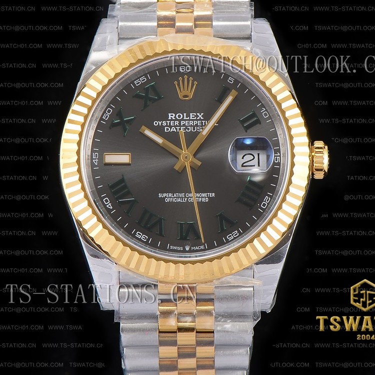 DJ공장 롤렉스 데이저스트 41 옐로우골드콤비 그레이다이얼 쥬빌레브레이슬릿 DateJust 41 126334 DJF 1:1 Gray Dial 904 Steel TT YG A2836