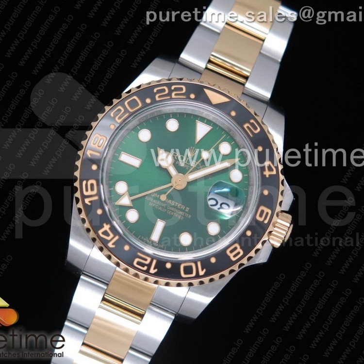 GM공장 롤렉스 GMT마스터2 904L스틸 콤비 그린다이얼 브레이슬릿 GMT Master II 116713 904L Steel Edition Green Dial on SS/YG Bracelet A2836