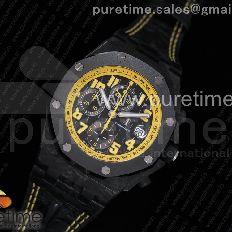 JF공장 v2 오데마피게 로얄오크오프쇼어 크로노그래프42MM 범블비 카본 가죽스트랩 V2 Royal Oak Offshore Bumble Bee Forged Carbon Leather Strap A7750 V2 w/ Cyclops