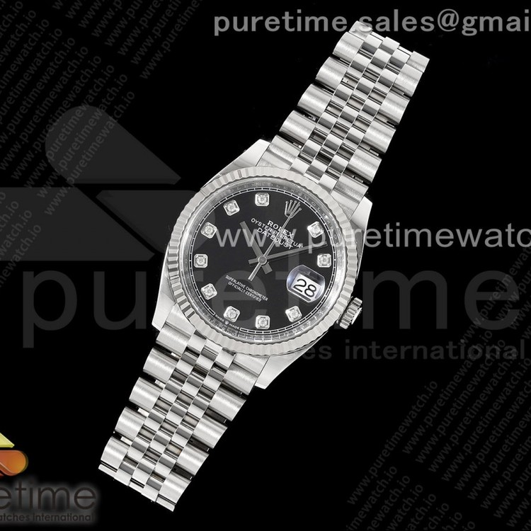 Clean공장 롤렉스 데이저스트 36 블랙다이얼 텐포인트인덱스 플루티드베젤 쥬빌레브레이슬릿 DateJust 36 126234 Clean 1:1 Best Edition 904L Steel Black Diamonds Dial on Jubilee Bracelet VR3235 클린공장