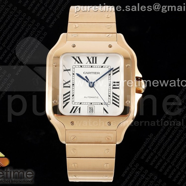 3K공장 까르띠에 산토스 드 까르띠에 40 로즈골드금통 브레이슬릿 Santos de Cartier 40mm RG 3KF 1:1 Best Edition White Dial on RG Bracelet MIYOTA 9015