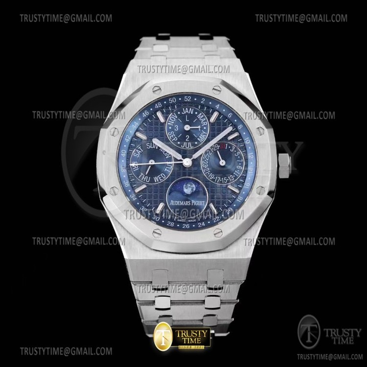 APS공장 오데마피게 로얄오크 퍼페추얼캘린더 스틸 블루다이얼 브레이슬릿 Royal Oak Perpetual Cal 26574 SS/SS Blue APSF A5134