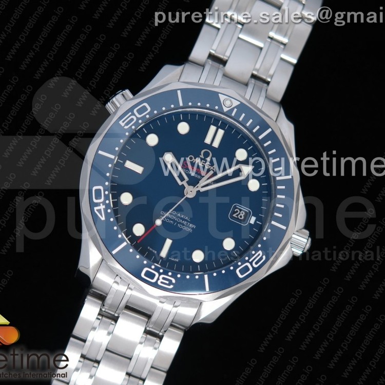 OM 오메가 씨마스터 다이버300 스틸 블루 브레이슬릿 Seamaster 300M Chronometer SS Blue on SS Bracelet A2824 (Black Balance Wheel) V2